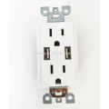 Standard Outlet 2 Socket & Dual USB Ports Tamper Resistant Receptacle USB Outlet